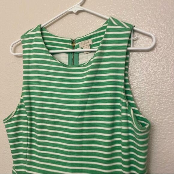 J. Crew Daybreak kelly Green Stripe Fit Flare Dress sleeveless preppy cotton M - Picture 5 of 11